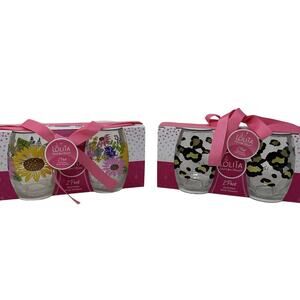 Lolita Acrylic Stemless Wine Glass Two Pack - Cheetah Print & Flowers